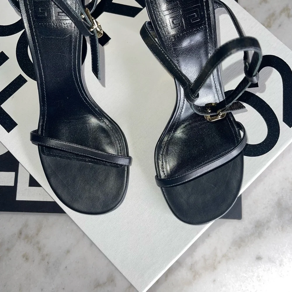 Givenchy 4G Chain-Heel Leather Sandals in Black/Gold - Picture 11 of 15